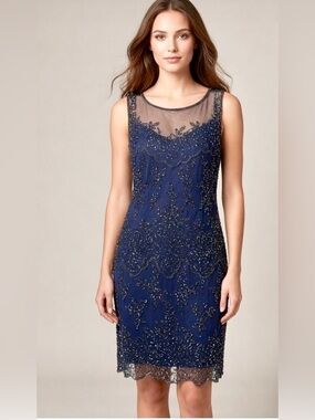 Pisarro Nights Embellished Mesh Coctail Dress
